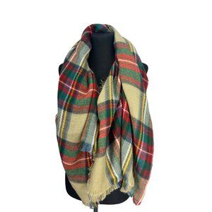 Classic Oversize Multi Color Plaid Design Frayed Blanket Scarf Wrap Shawl Fashio